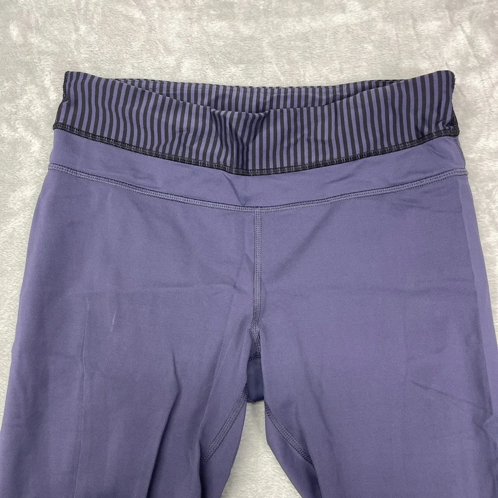 Lululemon Leggings Womens 6 (26/22) Purple Stripe‎ Waistband Run Inspire Crop II